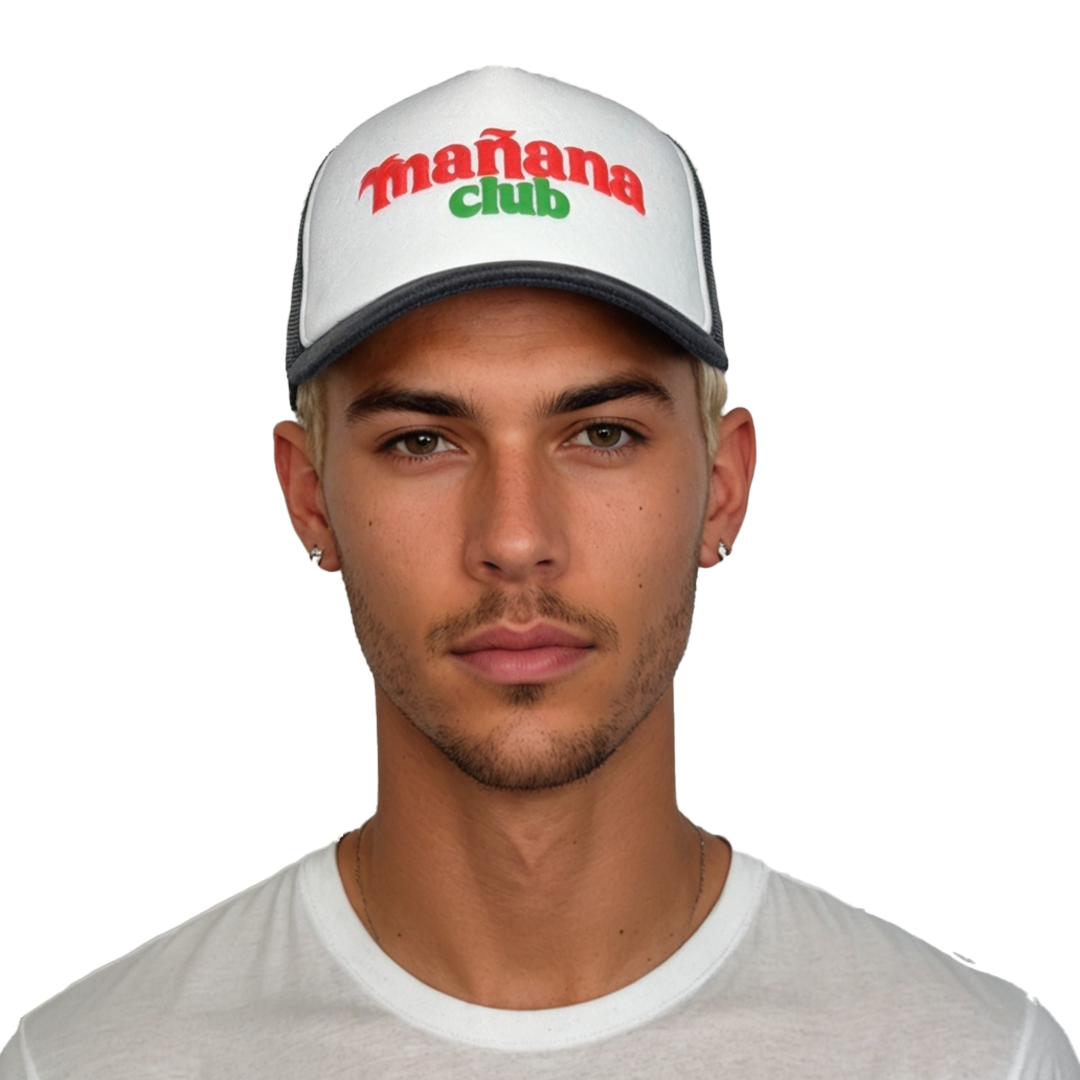 Mañana Club logo trucker hat - black / white